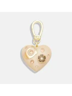 COACH HEART CHARM GOLD BLUSH SIGNATURE TEA ROSE GLITTER CRYSTALS